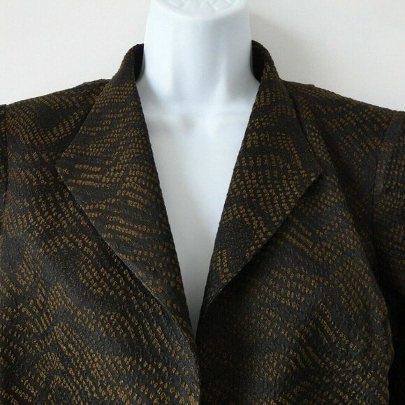 NWT EILEEN FISHER Black Silk Blend Jacquard Stand Collar Open Jacket Size Small - Picture 3 of 7